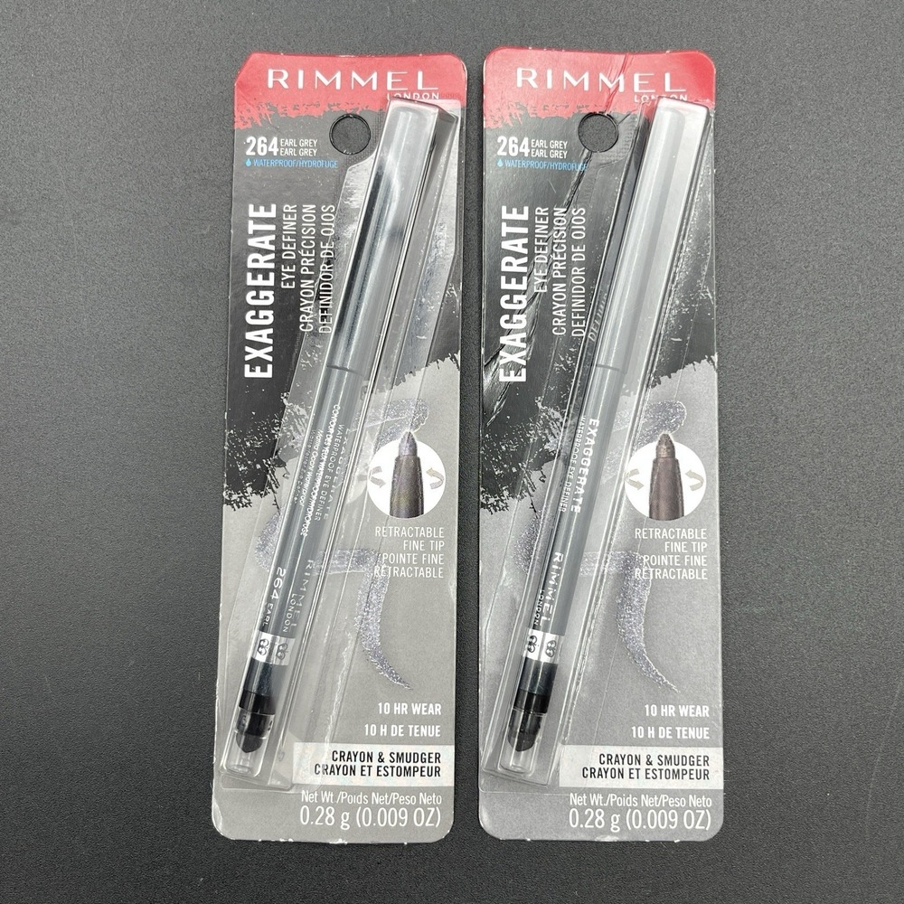 Lot of 2 Rimmel Exaggerate Eye Definer 264 Earl Grey Waterproof‎ Sealed